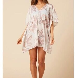 Reyn Spooner 100% Cotton Floral Print Sheer‎ Kaftan Cover Up Size S